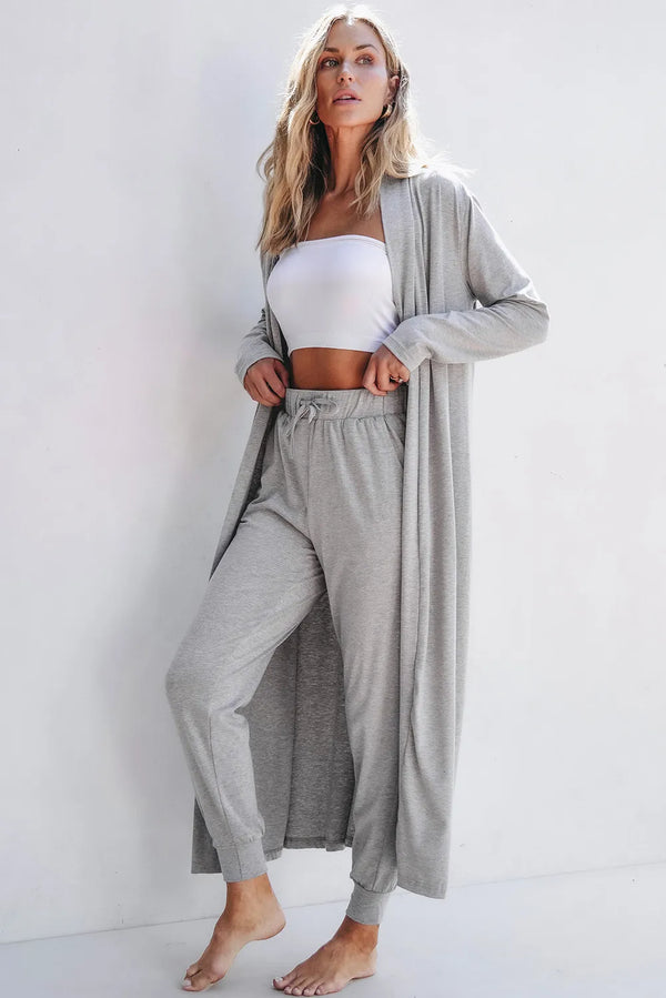 Open Front Long Sleeve Cardigan and Pants Lounge Set - 1985 the VAULT Boutique