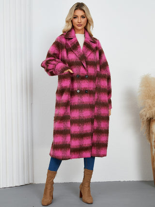 Contrast Double-Breasted Long Sleeve Longline Coat - 1985 the VAULT Boutique