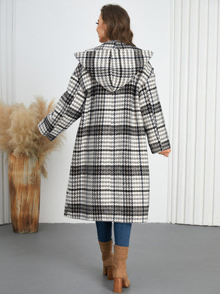 Plaid Double-Breasted Long Sleeve Longline Coat - 1985 the VAULT Boutique