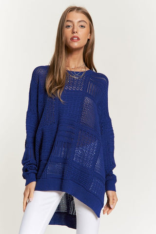 Davi & Dani Openwork Side Slit Drop Shoulder Knit Cover Up - 1985 the VAULT Boutique