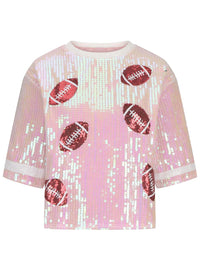 Sequin Football Round Neck Half Sleeve Top - 1985 the VAULT Boutique