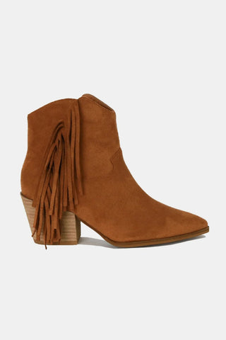 Beast Fashion Suede Fringe Point Toe Ankle Boots - 1985 the VAULT Boutique