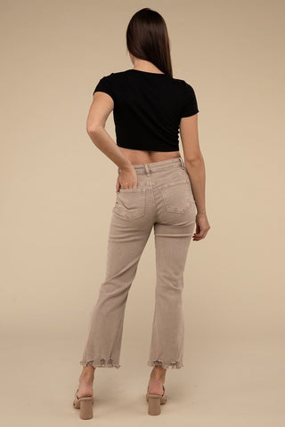 Acid Washed High Waist Distressed Straight Pants - 1985 the VAULT Boutique