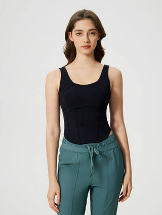 Millennia Round Neck Wide Strap Active Tank with Detachable Chest Pads - 1985 the VAULT Boutique