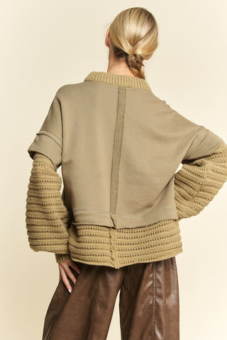 Davi & Dani Faux Layered Round Neck Sweater - 1985 the VAULT Boutique