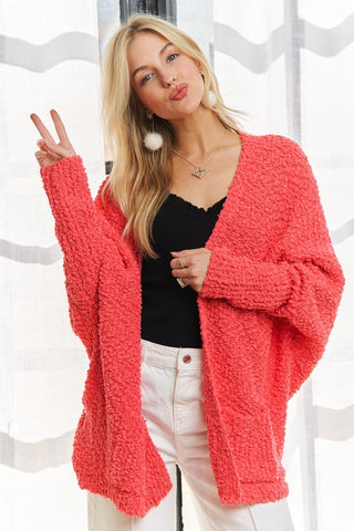 ADORA Popcorn Knit Open Front Long Sleeve Cardigan - 1985 the VAULT Boutique