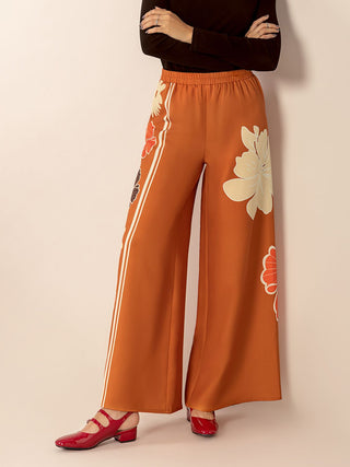 Printed Elastic Waist Wide Leg Pants - 1985 the VAULT Boutique