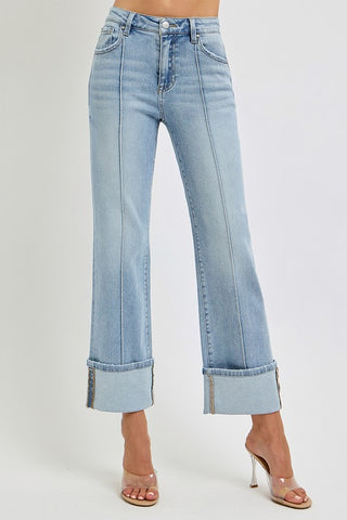 RISEN Plus Size Ankle Straight Leg Cuffed Jeans - 1985 the VAULT Boutique