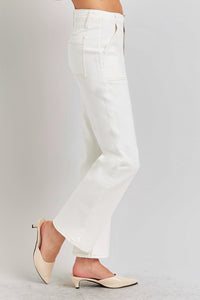 RISEN High Rise Ankle Flare Jeans with Patch Pockets - 1985 the VAULT Boutique