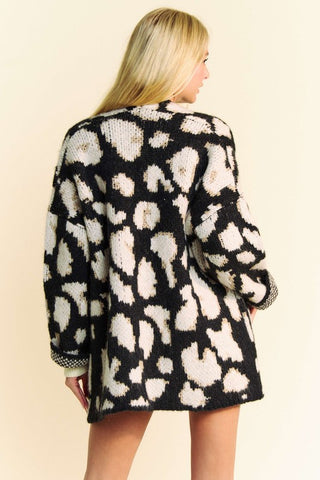 Davi & Dani Leopard Open Front Long Sleeve Cardigan - 1985 the VAULT Boutique