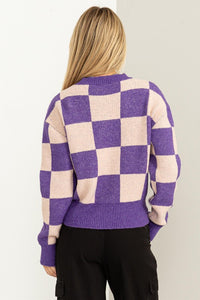 Weekend Chills Checkered Long Sleeve Sweater - 1985 the VAULT Boutique