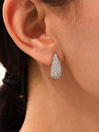 Stainless Steel Inlaid Zircon Teardrop Earrings - 1985 the VAULT Boutique