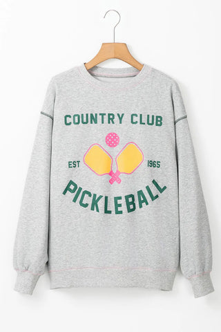 Pickleball Round Neck Dropped Shoulder Sweatshirt - 1985 the VAULT Boutique