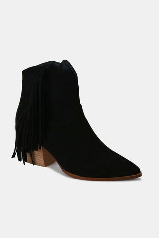 Beast Fashion Suede Fringe Point Toe Ankle Boots - 1985 the VAULT Boutique