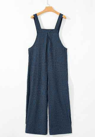 Plaid Wide Strap Wide Leg Overalls - 1985 the VAULT Boutique