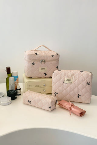 3 Piece Bow Quilted Cloth Storage Bag Set - 1985 the VAULT Boutique