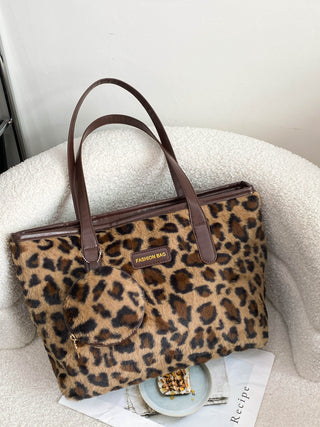 Leopard Faux Fur Tote Bag with Coin Purse - 1985 the VAULT Boutique