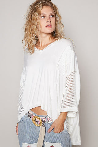 POL High-Low Contrast V-Neck Top - 1985 the VAULT Boutique