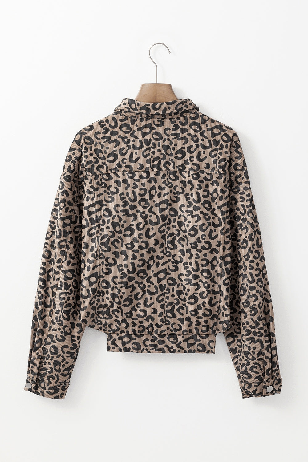 Asymmetrical Hem Collared Neck Leopard Jacket - 1985 the VAULT Boutique