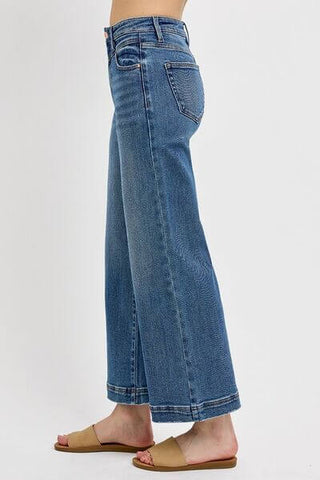 RISEN Full Size High Rise Crop Wide Leg Front Yoke Detail Jeans Plus Size - 1985 the VAULT Boutique