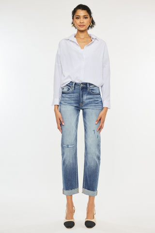 Kancan High Rise Cuffed Straight Jeans - 1985 the VAULT Boutique