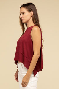 Basic Shark Bite Side Slit Short Sleeveless Top - 1985 the VAULT Boutique