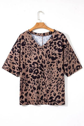 Leopard V-Neck Half Sleeve T-Shirt - 1985 the VAULT Boutique