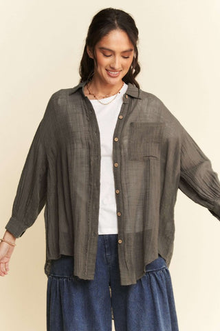 Davi & Dani High-Low Chest Pocket Button Up Shirt - 1985 the VAULT Boutique