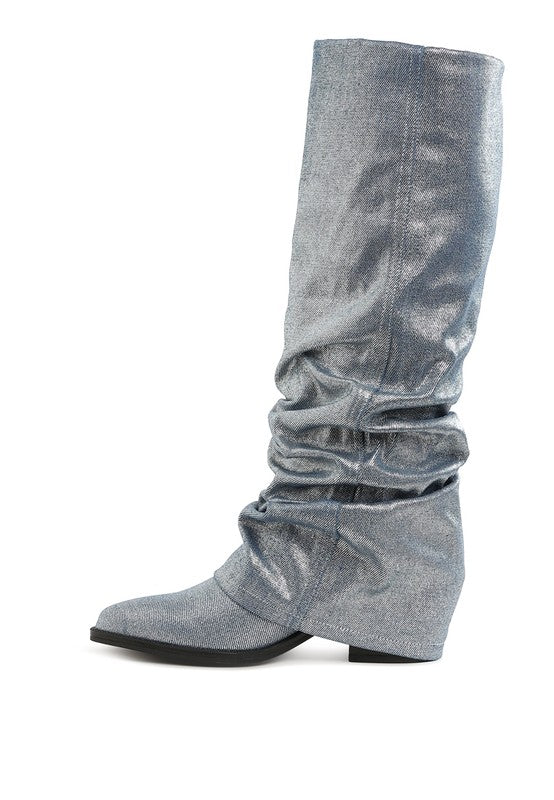 Capella Fold-Over Slouchy Denim Boot - 1985 the VAULT Boutique