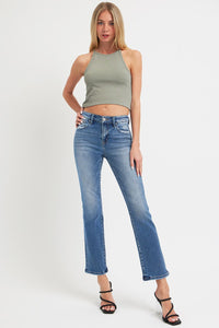 RISEN Full Size Mid Rise Ankle Straight Jeans with Pockets - 1985 the VAULT Boutique