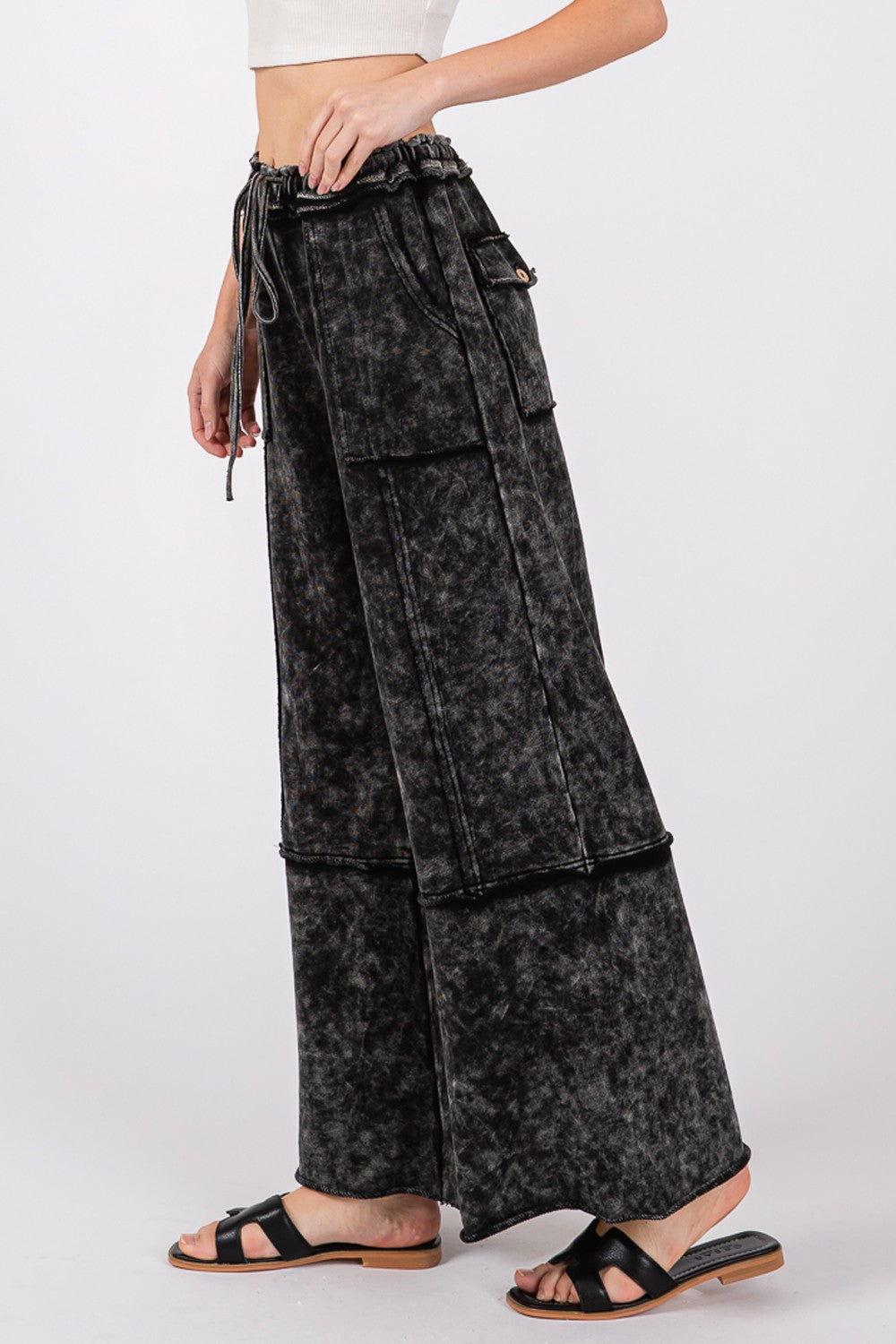 SAGE + FIG Mineral Washed Terry Wide Leg Pants - 1985 the VAULT Boutique