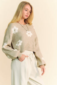 Davi & Dani Floral Drop Shoulder Cropped Sweater - 1985 the VAULT Boutique