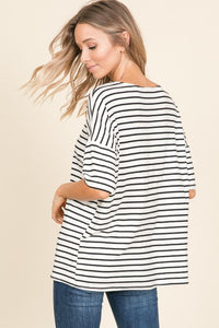 BOMBOM Striped Round Neck T-Shirt - 1985 THE VAULT