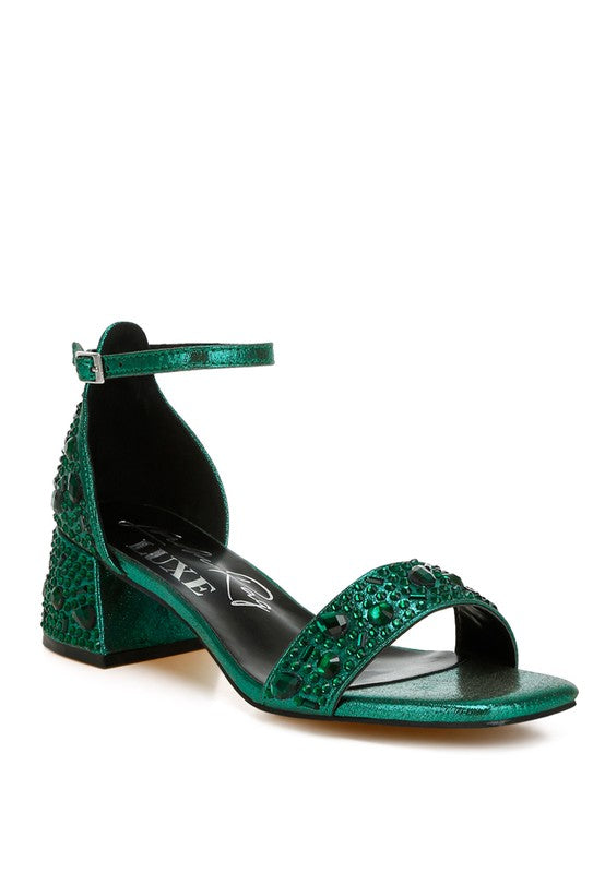 Nocturnal Rhinestone Embellished Shimmer Sandals - 1985 the VAULT Boutique