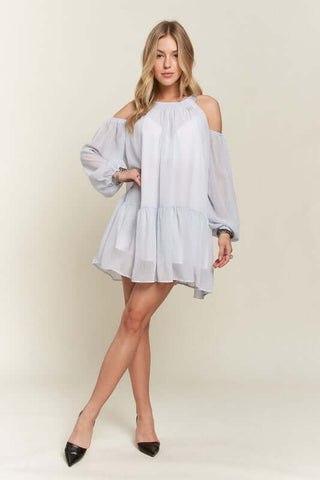 ADORA Cold Shoulder Balloon Sleeve Mini Dress - 1985 the VAULT Boutique