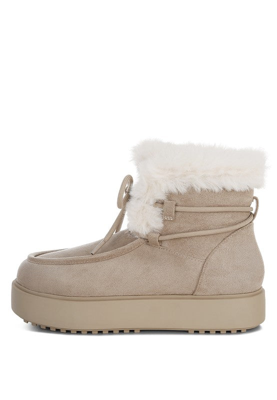 Bunting Faux Fur Collar Flatform Boots - 1985 the VAULT Boutique