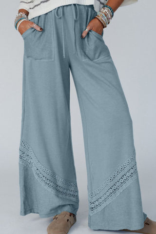 Lace Detail Wide Leg Pants - 1985 the VAULT Boutique