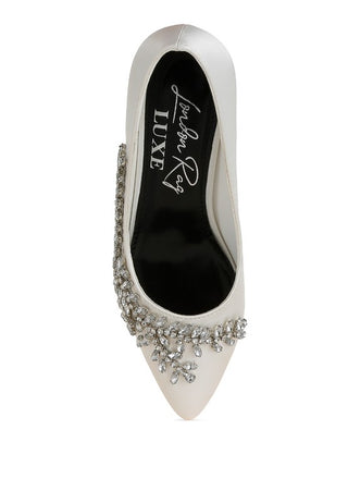 Abatina Satin Diamante Embellished Pumps - 1985 the VAULT Boutique