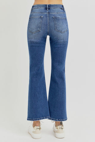 RISEN Full Size Distressed High Rise Crop Flare Jeans - 1985 the VAULT Boutique