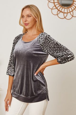 Leopard Round Neck Half Sleeve Blouse - 1985 the VAULT Boutique