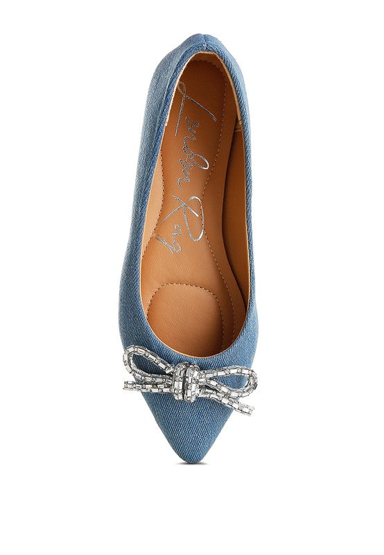 Ellerby Embellished Bow Detail Ballet Flats - 1985 the VAULT Boutique