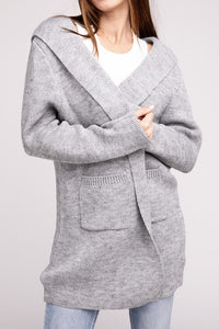 Hooded Open Front Sweater Cardigan - 1985 the VAULT Boutique