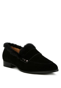 Allie Fur Trim Suede Loafers - 1985 the VAULT Boutique