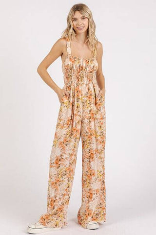 Mittoshop Flower Print Gathered Bust Sleeveless Jumpsuit - 1985 the VAULT Boutique