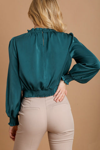 Umgee Frill Tied Hem Long Sleeve Blouse - 1985 the VAULT Boutique