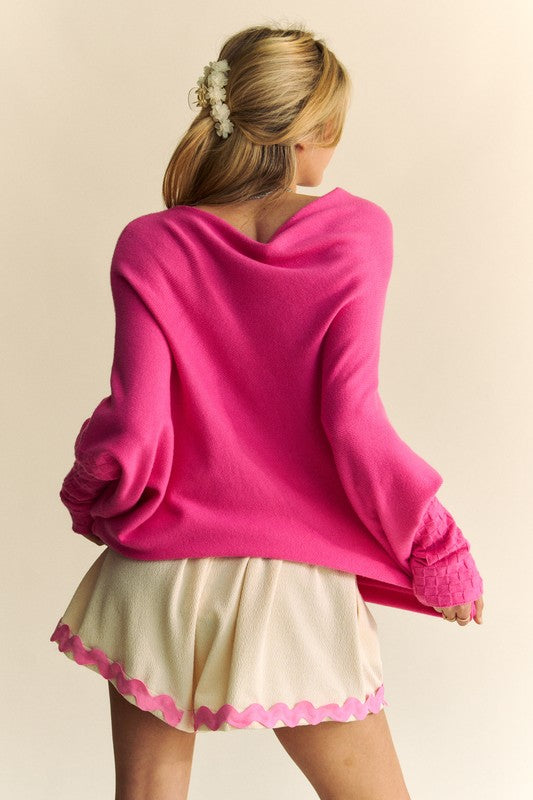 Davi & Dani Solid Color Batwing Sleeve Sweater - 1985 the VAULT Boutique