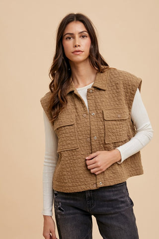 Annie Wear Puzzle Quilted Snap Down Vest Coat - 1985 the VAULT Boutique