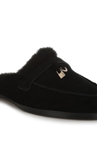 Bosnia Suede & Faux Fur Slip On Mules - 1985 the VAULT Boutique