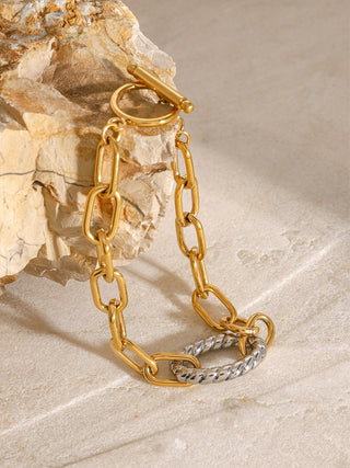 Two-Tone Stainless Steel Chain Bracelet - 1985 the VAULT Boutique