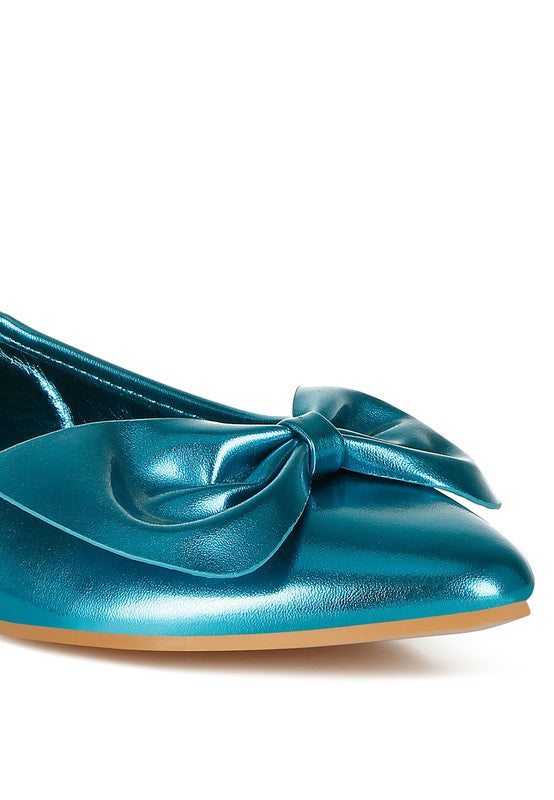 Bromelia Metallic Pleather Bow Ballerinas - 1985 the VAULT Boutique